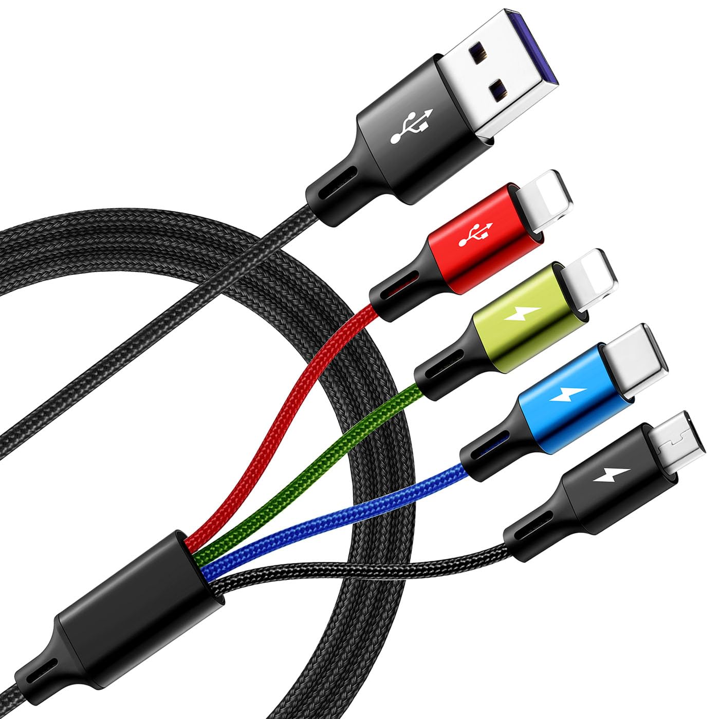 Multi Charging Cable, [2Pack 6Ft] 4 in 1 Braided Multi Fast Charging Cord, Multi...