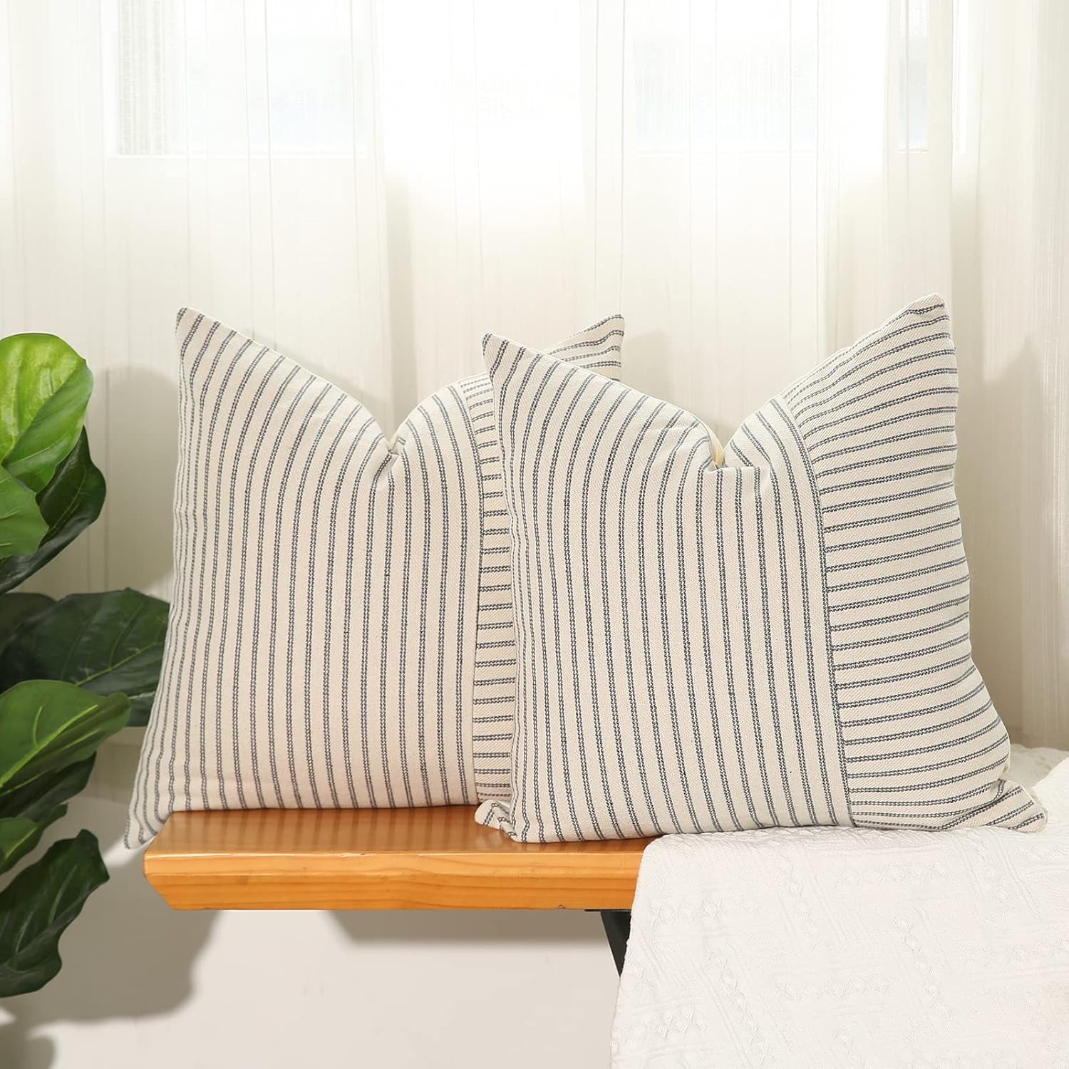 Hckot Farmhouse Throw Pillow Covers, Special Linen Decorative Pillow Case, Innov...