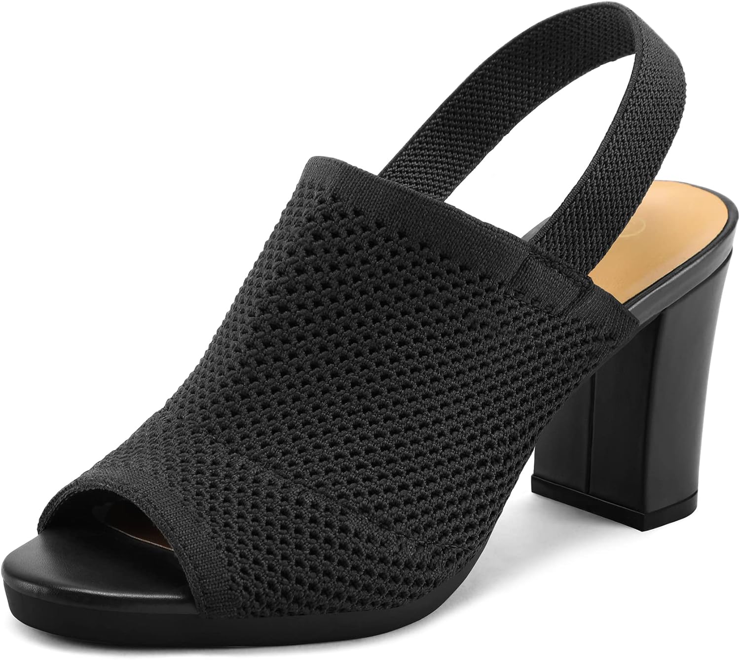 Mysoft Women's Knit Chunky Block Heels, Special High Heels with Elastic Slingbac...