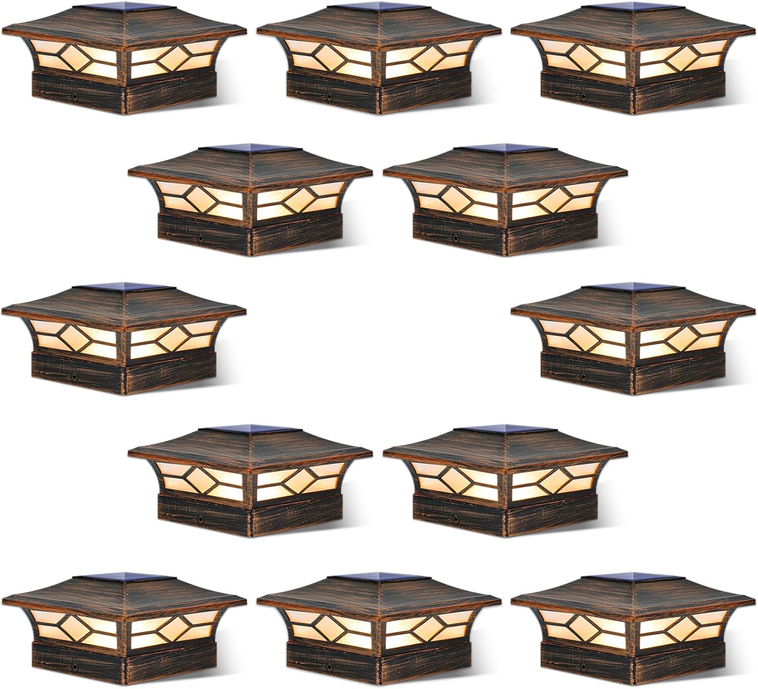 Solar Post Cap Lights Outdoor 12pack, Waterproof Solar Powered Deck Fence Post L...