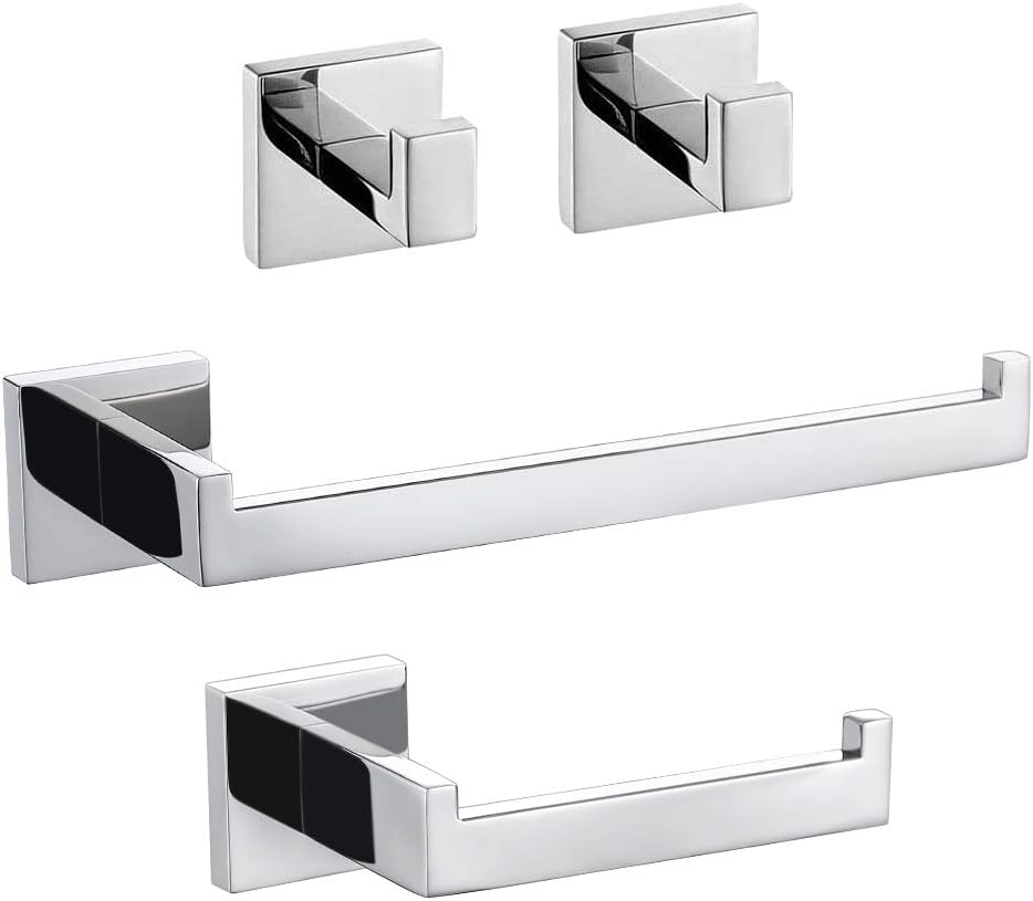 TURS 4 Pieces Bathroom Accessory Set,304 Stainless Steel Robe Hooks,Toilet Paper...