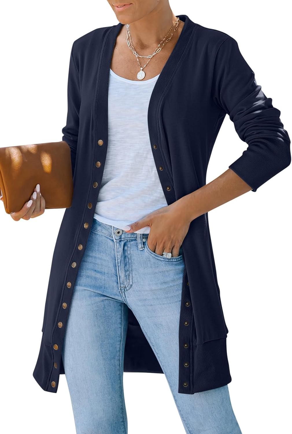 MEROKEETY Women's Cardigan , Special Fall Long Sleeve Cardigan , High-Quality Sn...