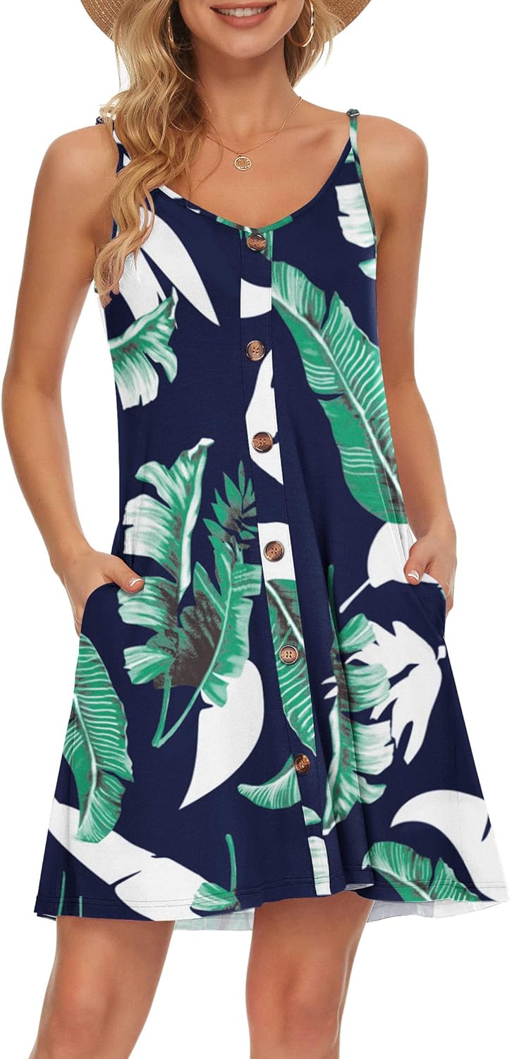 MISFAY Women Summer Dress, Special Spaghetti Strap Dress with Button Down, Innov...