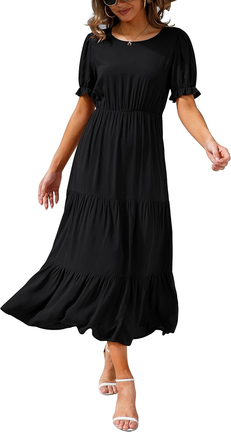 GRECERELLE Women’s Dress, Special Casual Loose Crewneck Boho Dress, Innovative R...