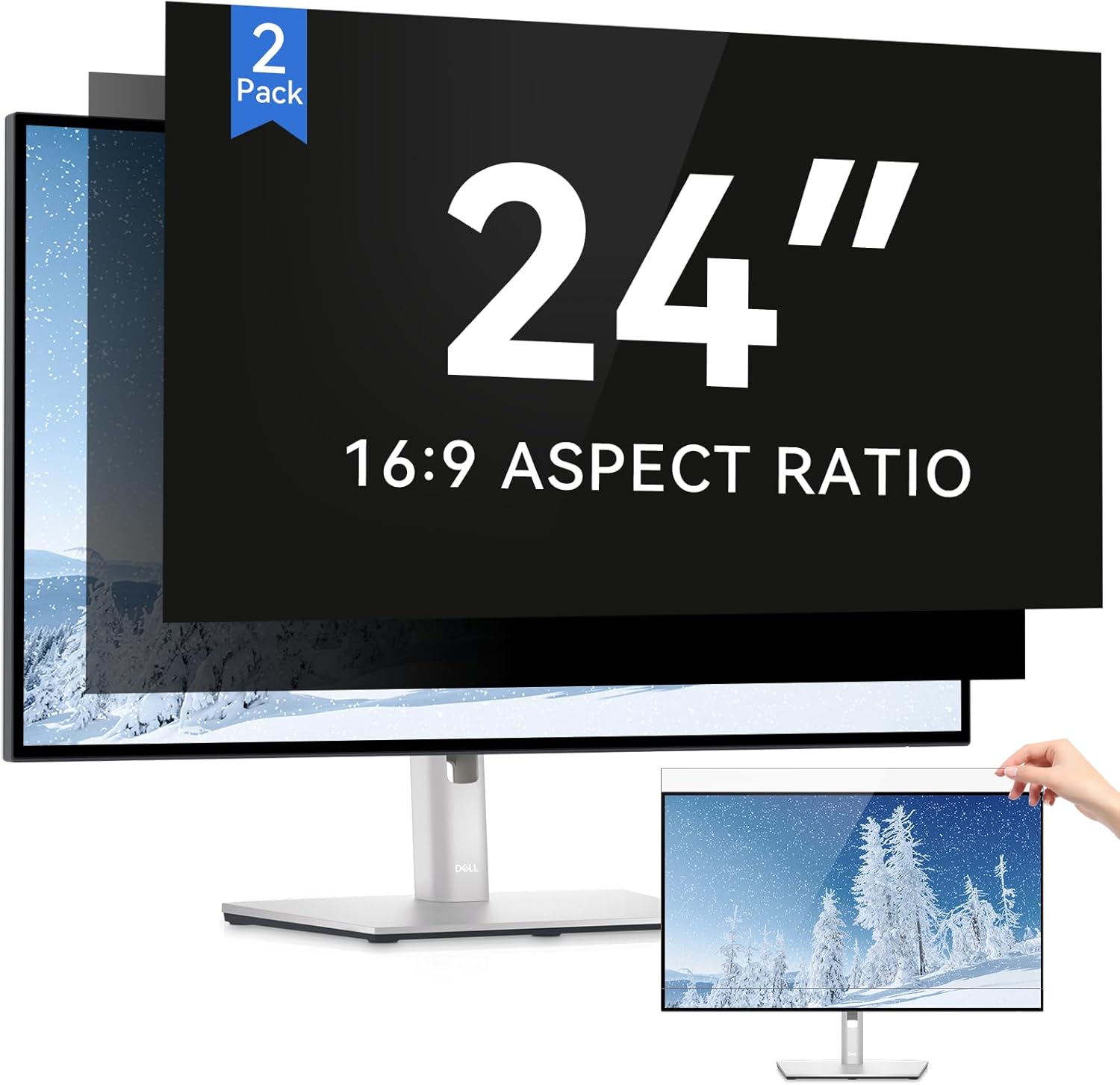 IPROKKO [2 Pack 24 Inch Computer Privacy Screen Filter, Removable Anti Glare Blu...