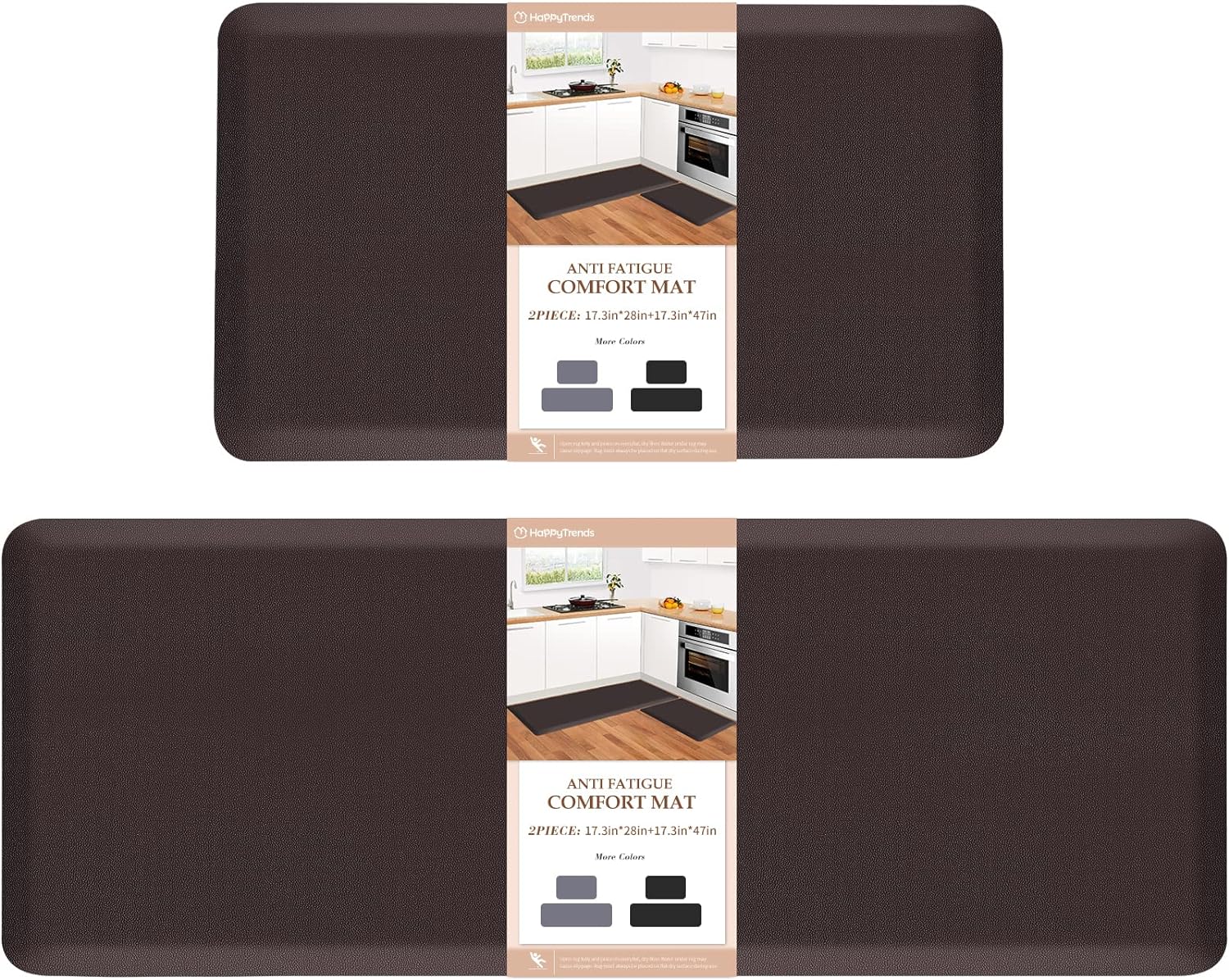 HappyTrends 2 PCS Kitchen Mat Cushioned Anti-Fatigue Floor Mat, Heavy Duty Ergon...