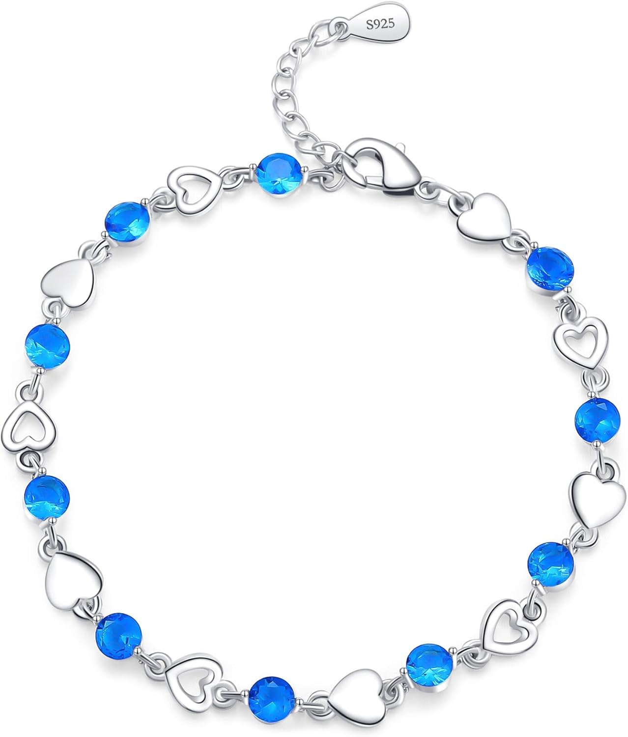 EXGOX Sterling Silver Bracelet for Women Dainty 925 Silver Heart Bracelet Shiny...