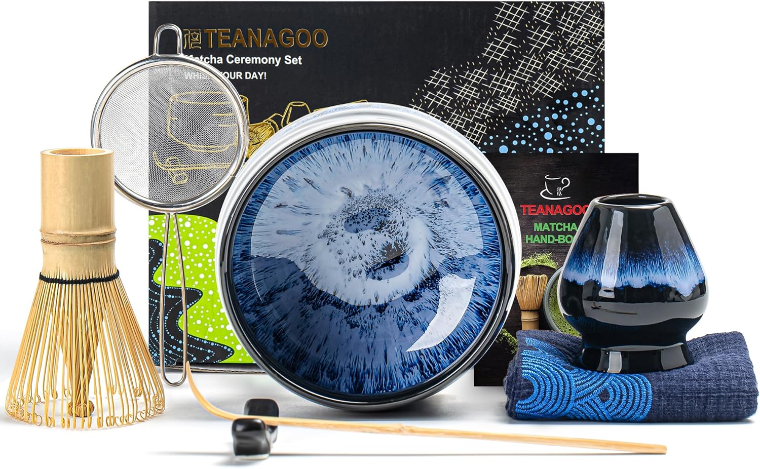 TEANAGOO Matcha Tea Set, Japanese Tea Set, Matcha Bowl, Matcha Bamboo Whisk, Sco...