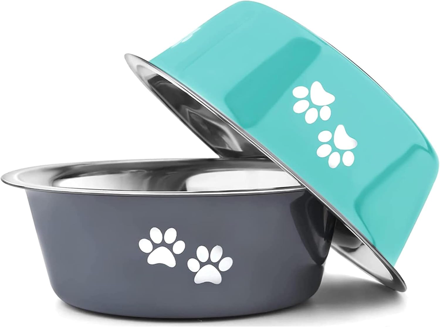 Decyam Dog Bowls, Stainless Steel Pet Bowl With Non-slip Silicone Bases, Dog Foo...