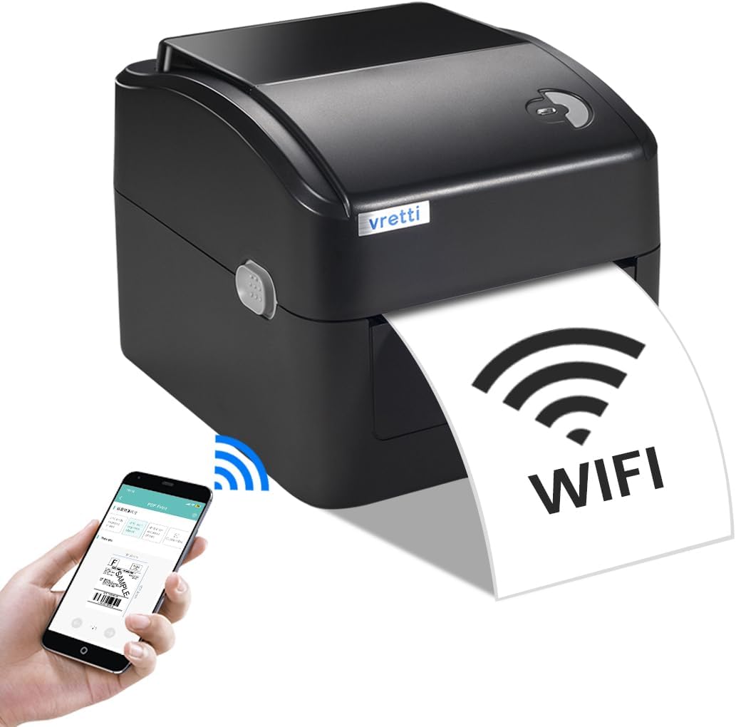 vretti 4 x 6 WIFI Label Printer， Wireless Shipping Thermal Label Printer Therma...
