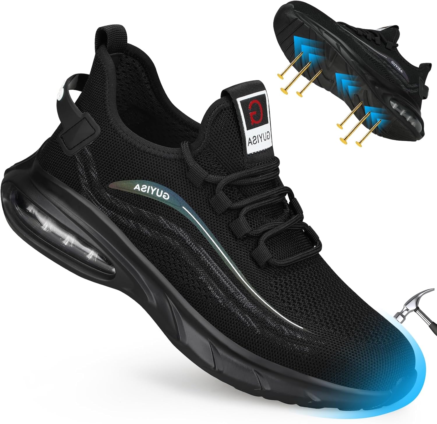 LAoutun Safety Trainers Mens Steel Toe Cap Trainers Breathable Lightweight Safet...