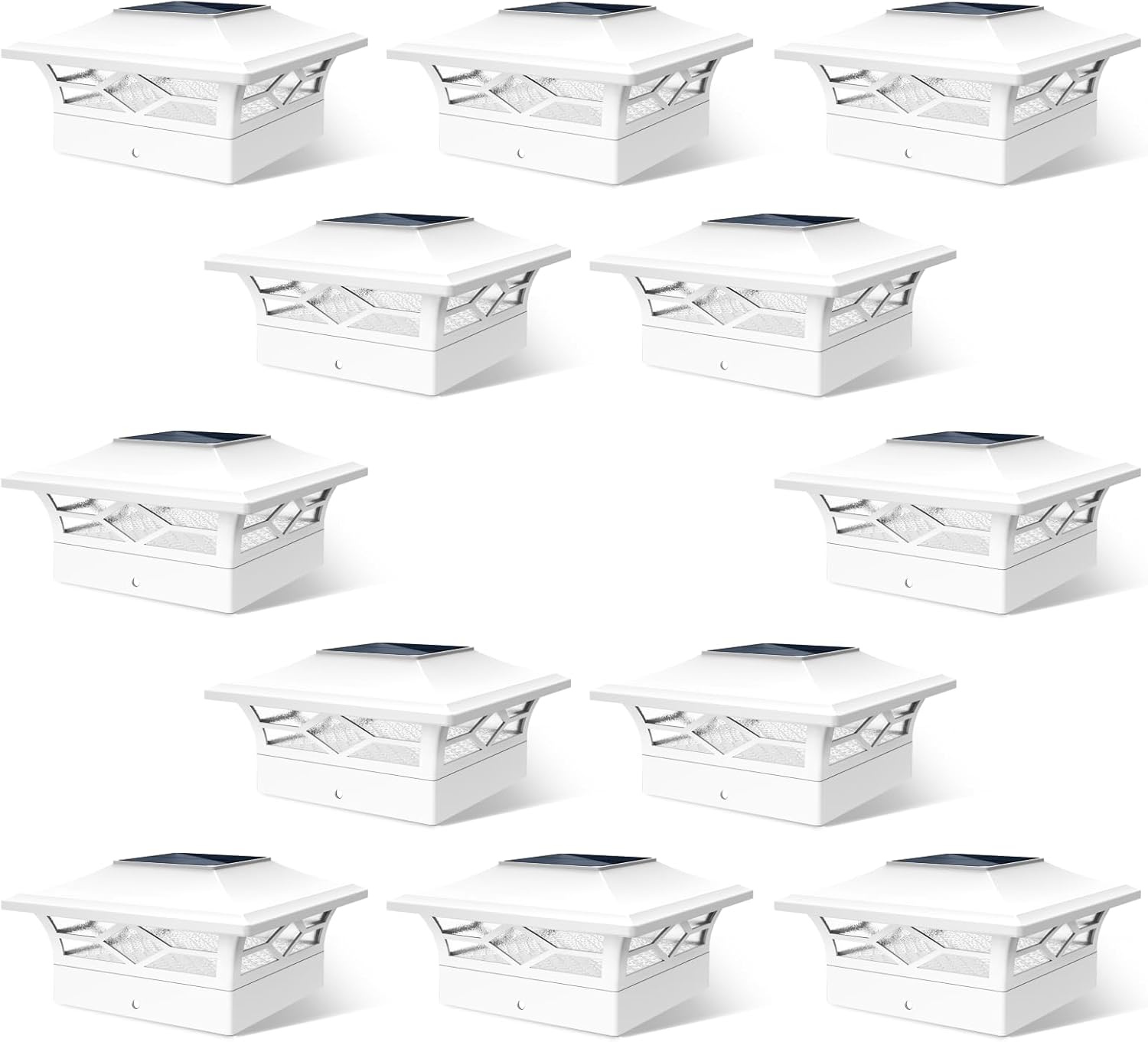 Solar Fence Post Lights, 4x4 Solar Post Cap Lights for Vinyl Fence, Solar Deck L...