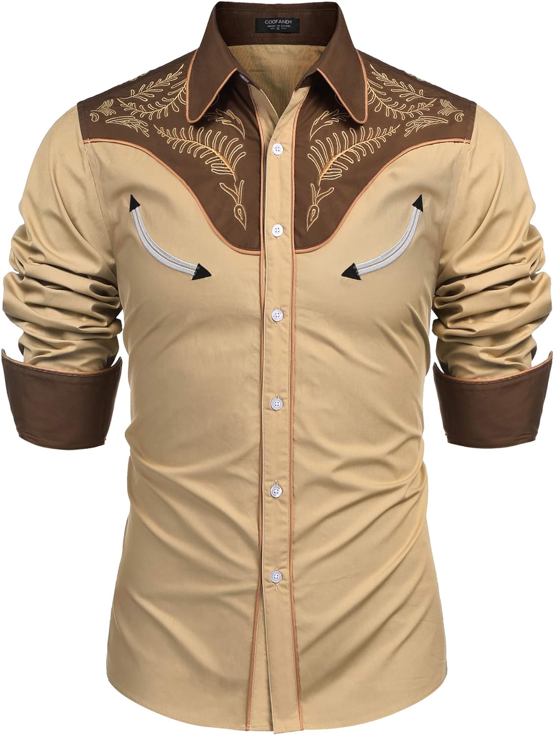 COOFANDY Men's Western Cowboy Shirt, Special Embroidered Button Down Shirt, Uniq...