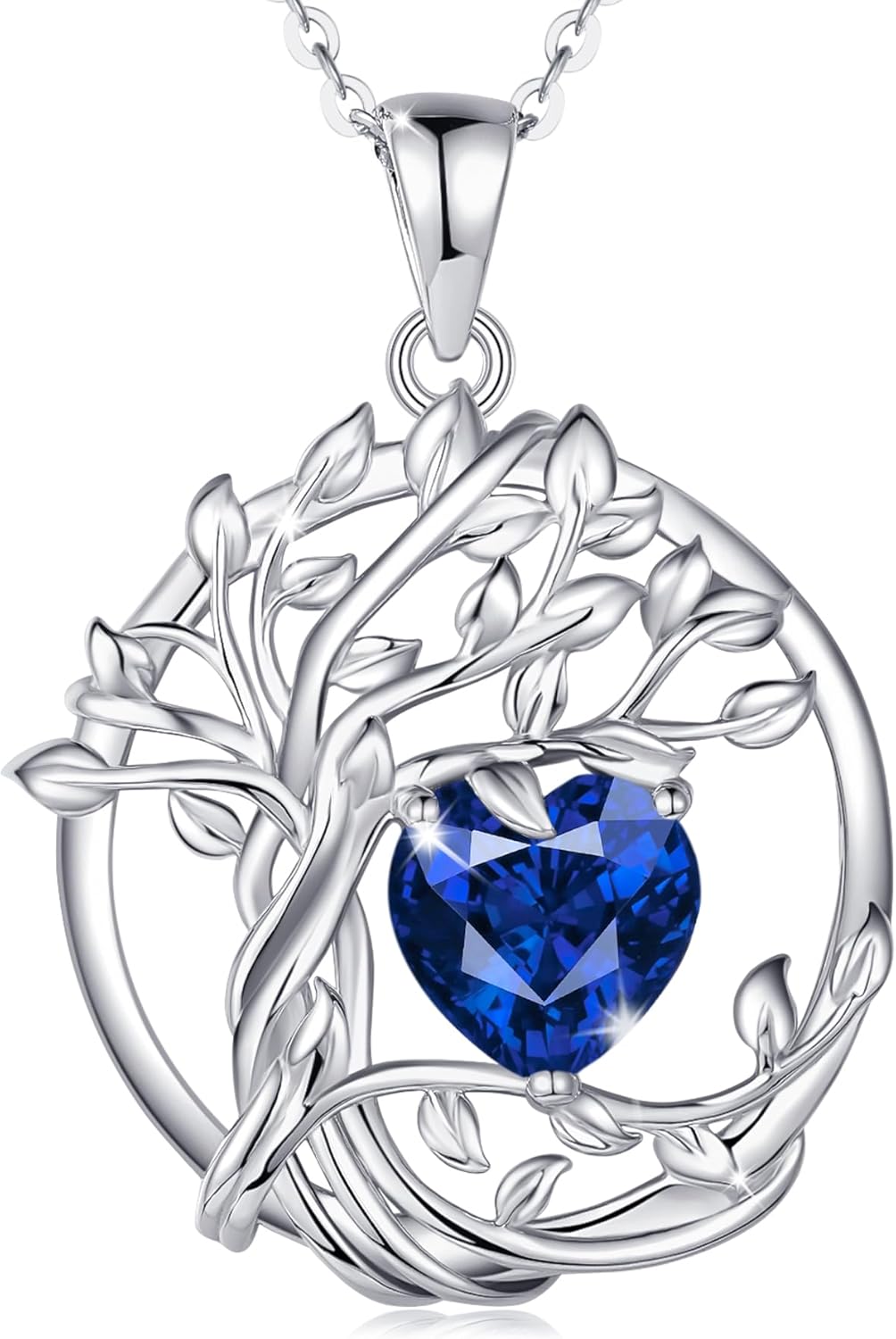 FANCIME Tree of life Birthstone necklace Sterling Silver Pendant Birthstone Neck...