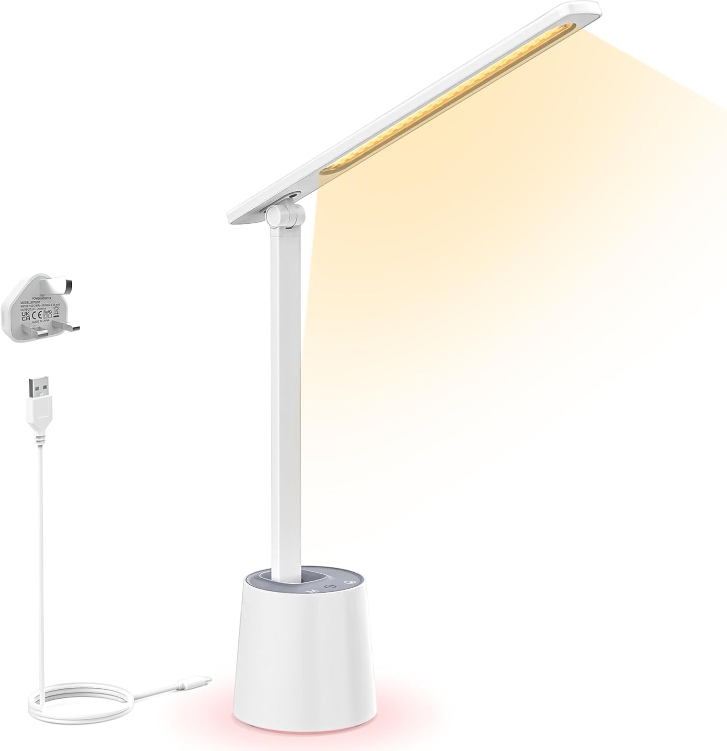 LONGTOO LED Desk Lamp,Dimmable Eye-Caring Table Lamp with 5 Color Modes,5 Bright...