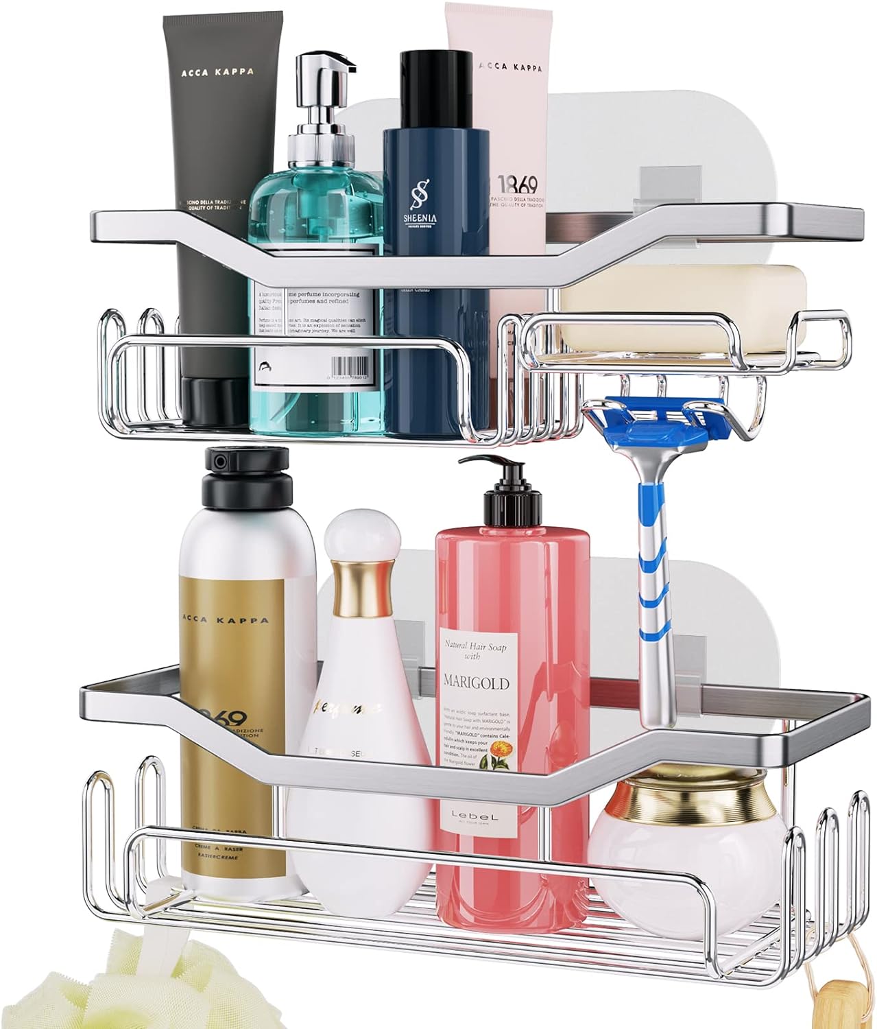 HapiRm Shower Caddy with 11 Hooks,Bathroom Storage with Razor Holder,Soap Dish,T...