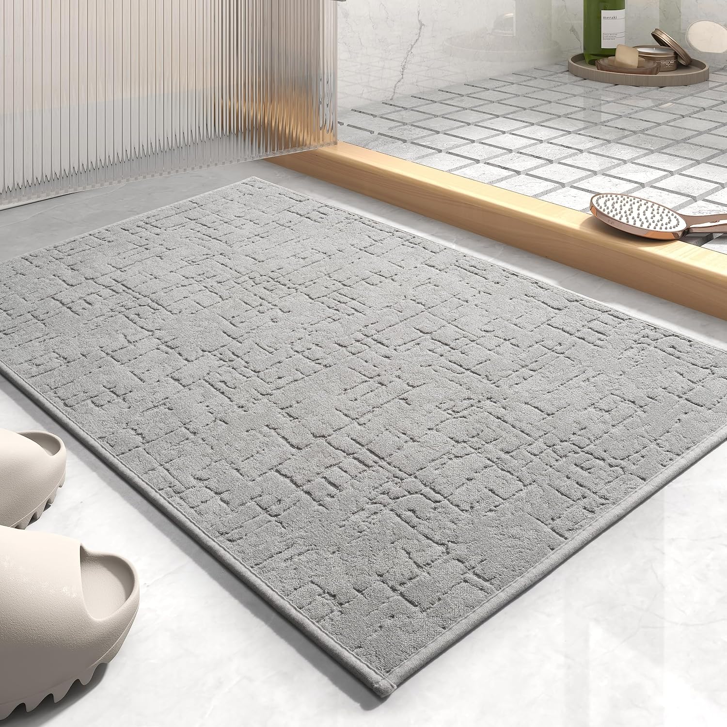 AMOAMI-Bath Mat-Super Absorbent Quick Dry Bathroom Floor Mats-Rubber Backing Was...