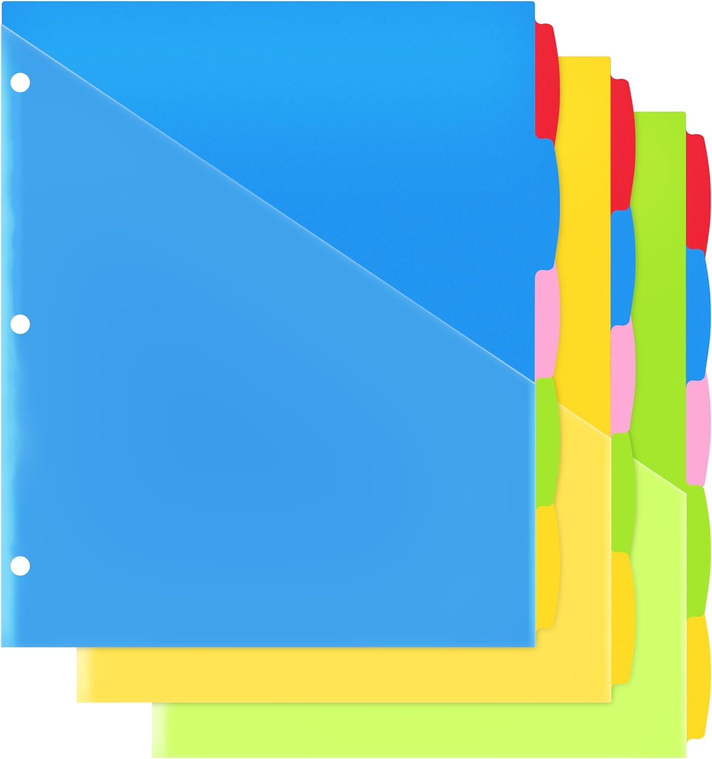 5 Tabs Plastic Dividers, Special Plastic Dividers with Clear Front Pocket, High-...