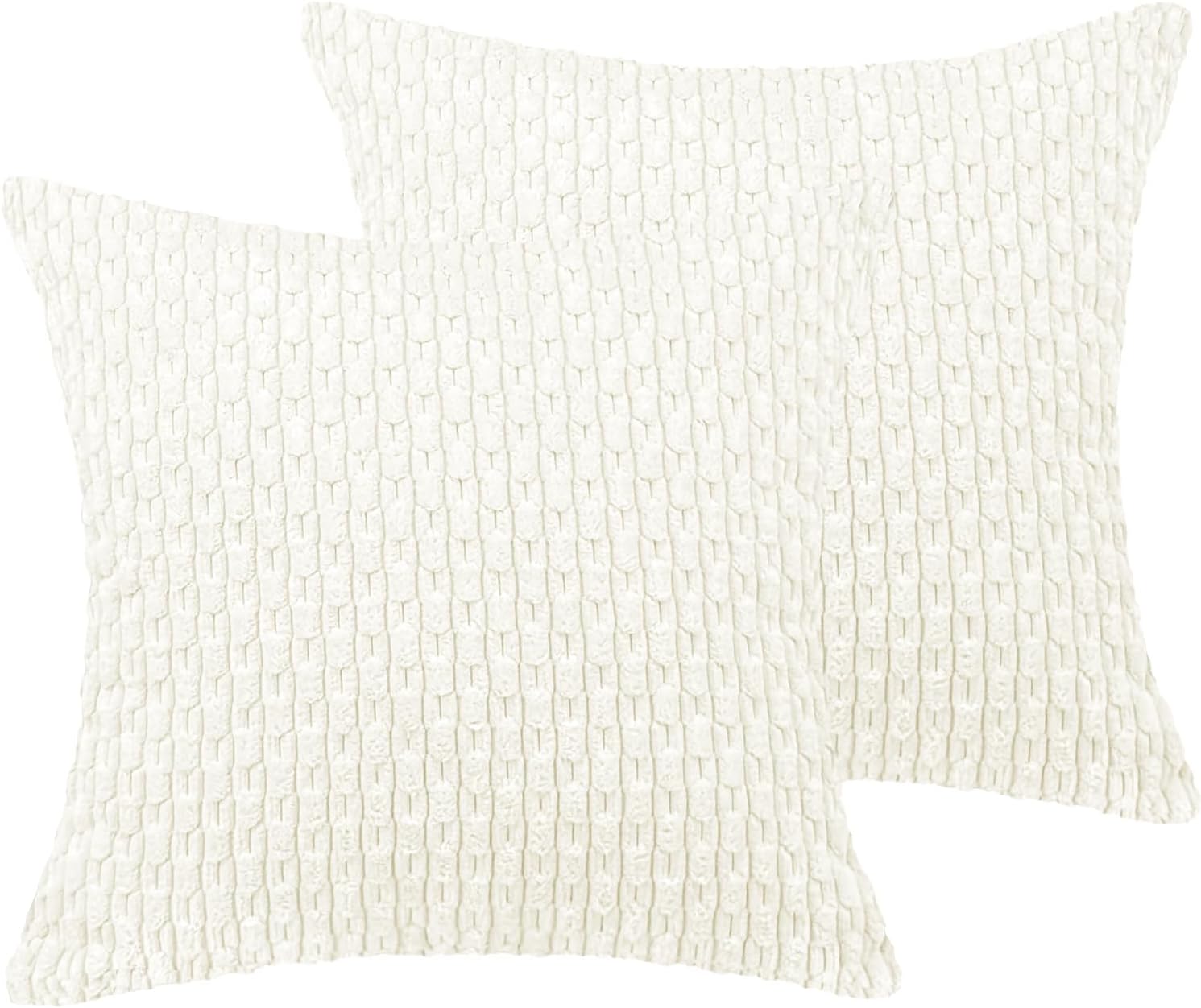 18x18 Throw Pillow Covers Set of 2, Decorative Boho Covers for Bed, Couch Fluffy...