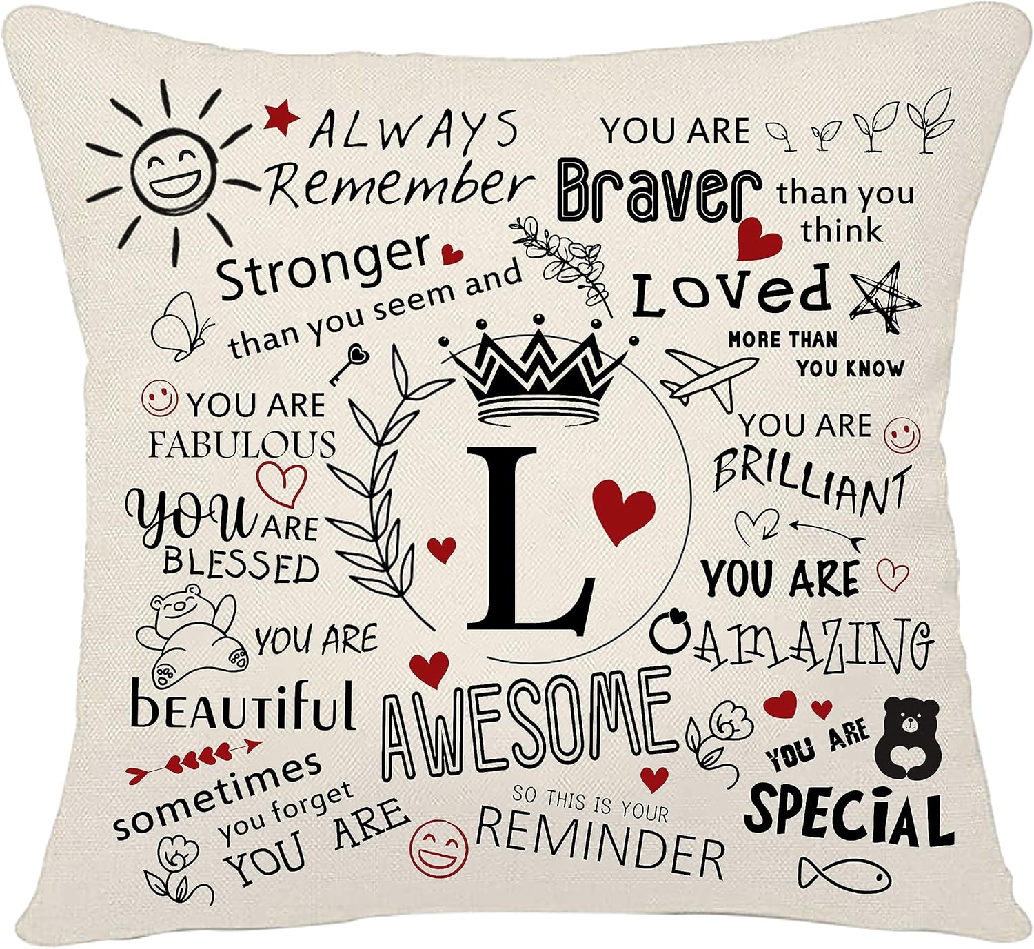 Bacmaxom Inspirational Quote Always Remember Cushion Cover with A-Z Initial Lett...