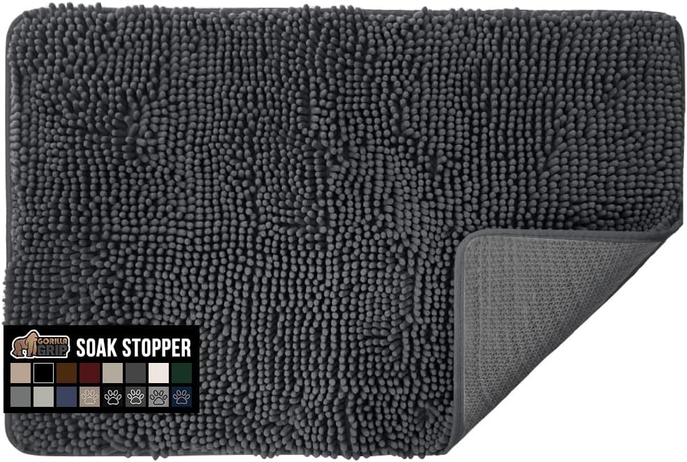 Gorilla Grip Soak Stopper Washable Chenille Dog Doormat, Special Dogs Bed Mats W...