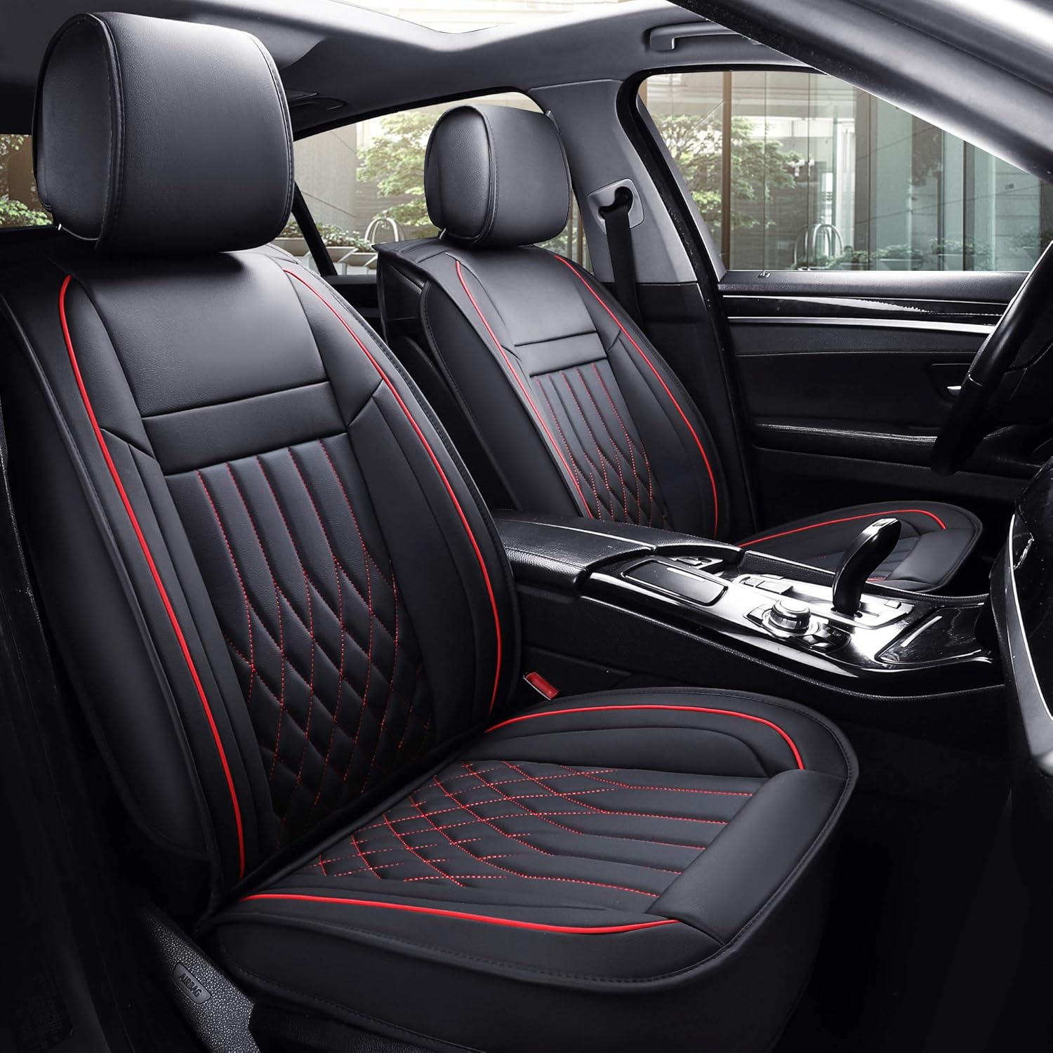 Aierxuan 5pcs Car Seat Covers Full Set with Waterproof Leather,Airbag Compatible...