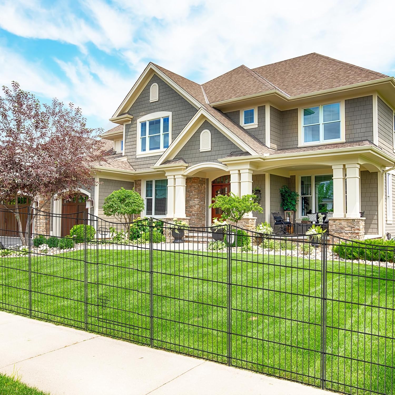 INJOPEXI Decorative Garden Fence 12 Panels 26ft(L)×36in(H) Metal Garden Fences w...