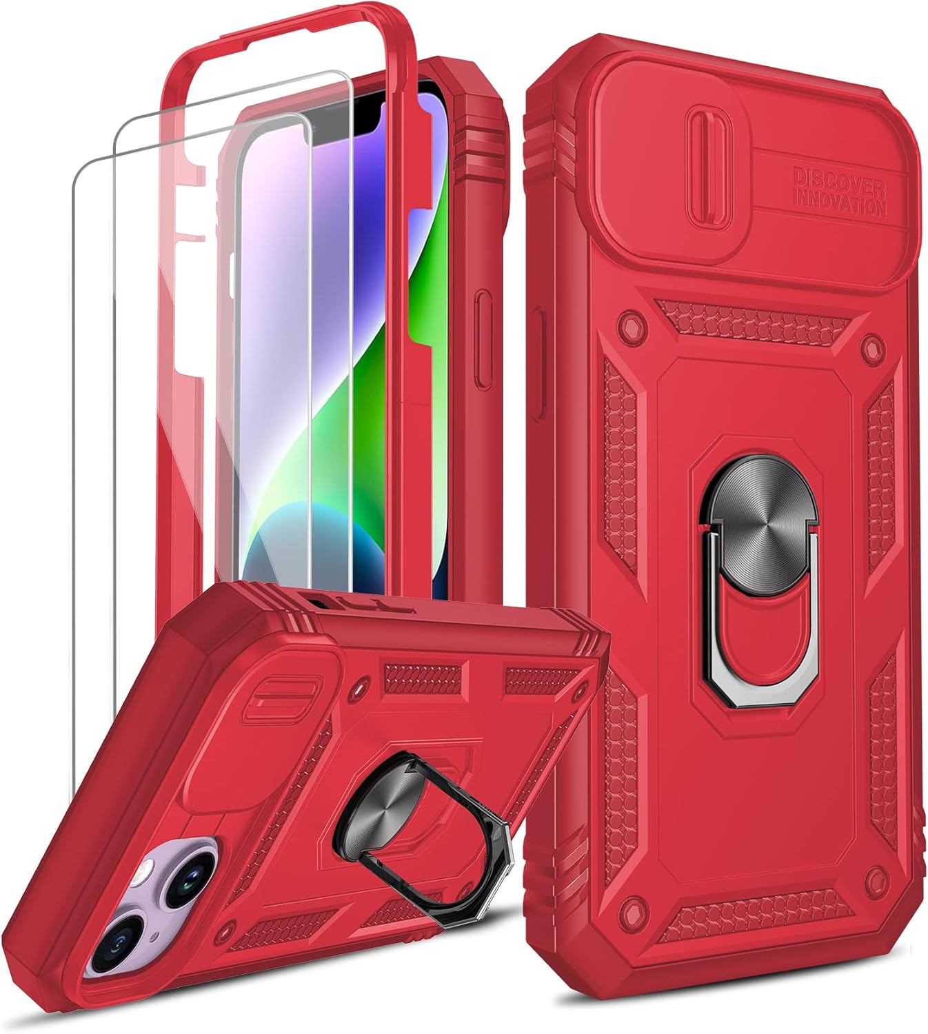 LeYi for iPhone 14 6.1'' Case with Camera Cover Slider, 360° Full Body Armour Mi...