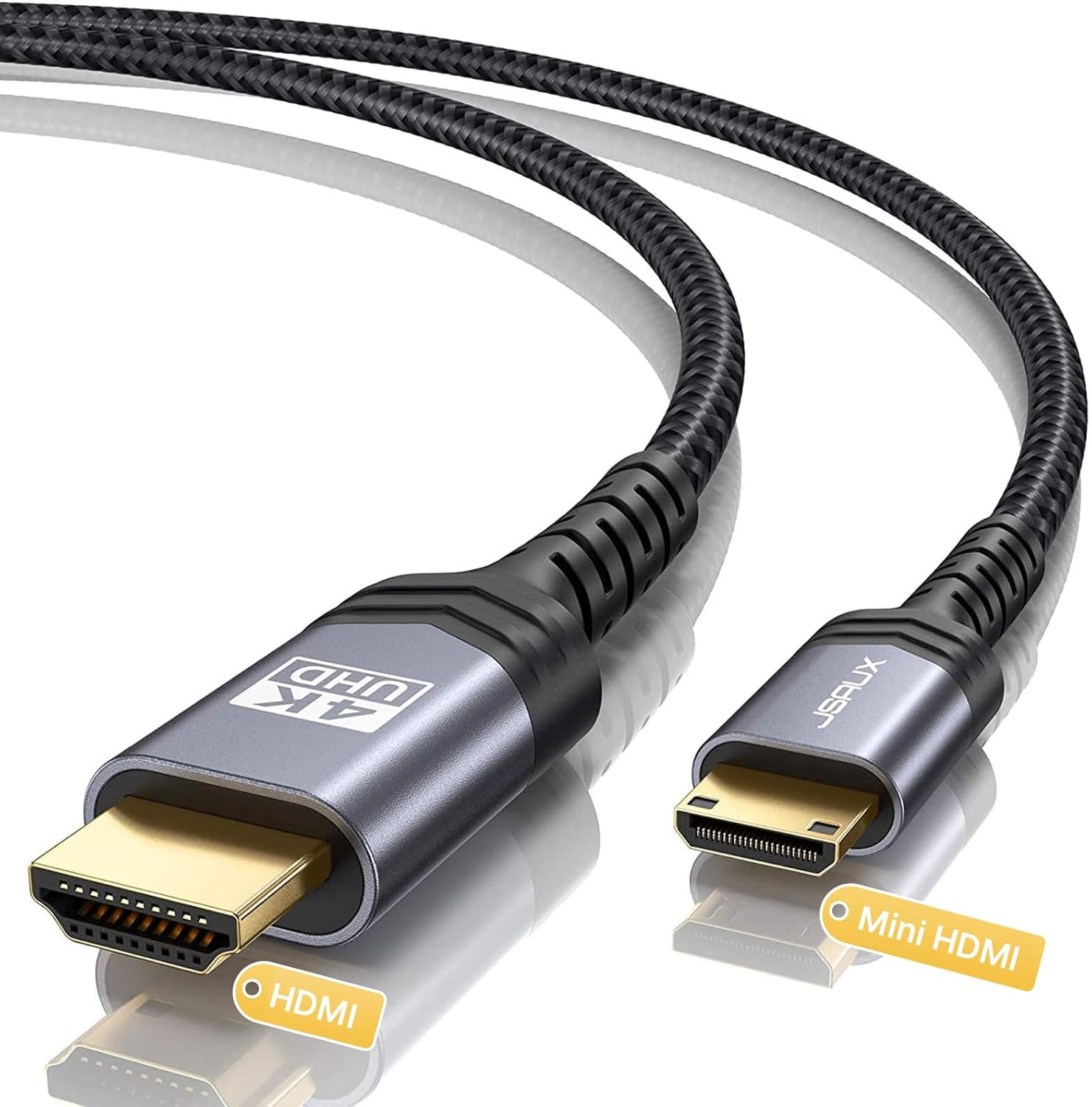 JSAUX Mini HDMI to HDMI Cable 6FT, [Aluminum Shell, Braided] High Speed 4K 60Hz...