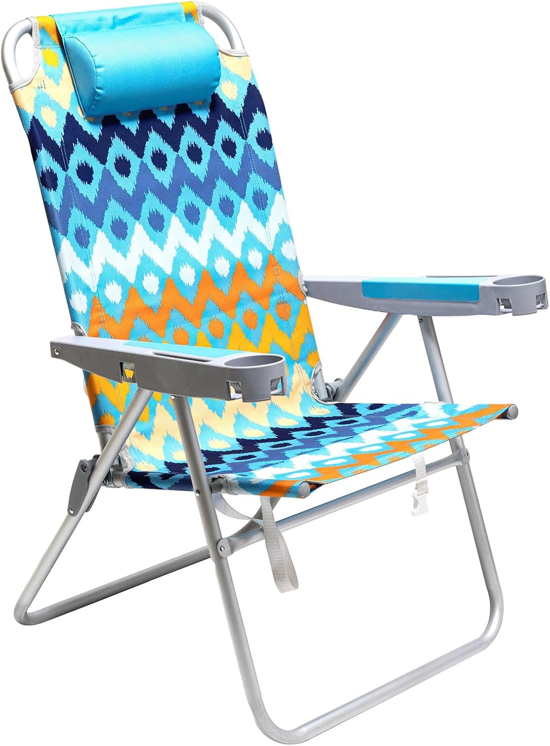 SUNNYFEEL Extra Wide 28" Folding Beach Chair 5 Position Lay Flat, Portable 17" T...