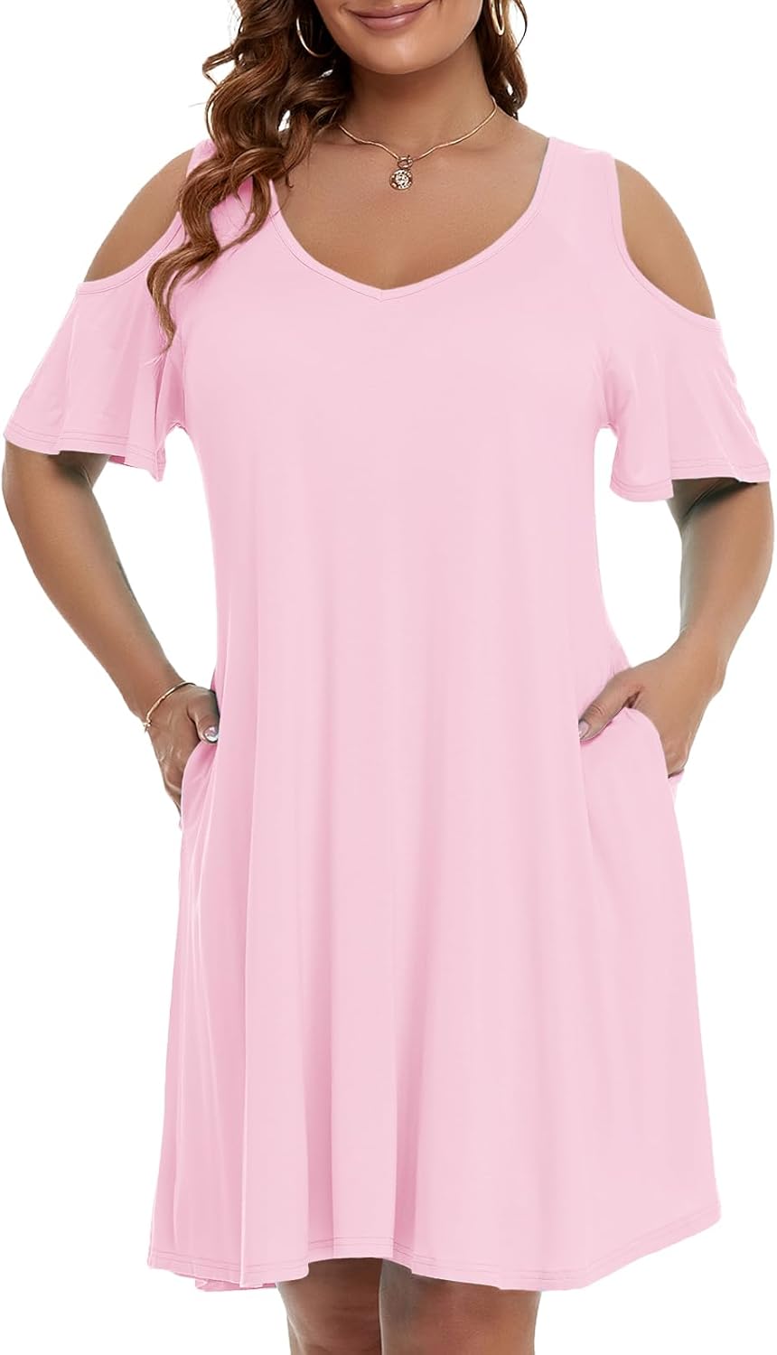 JollieLovin T-Shirt Dress, Special Womens Plus Size Short Sleeve Dress, Innovati...