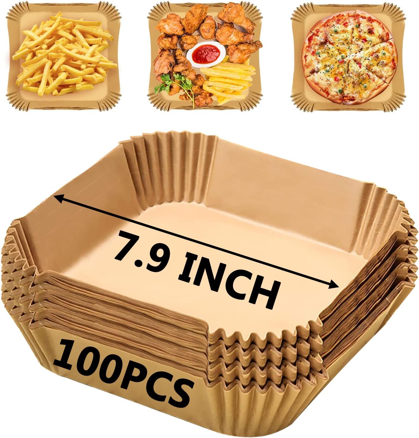Air Fryer Liners Square, 7.9 Inch Air Fryer Disposable Paper Liners, Non-Stick A...