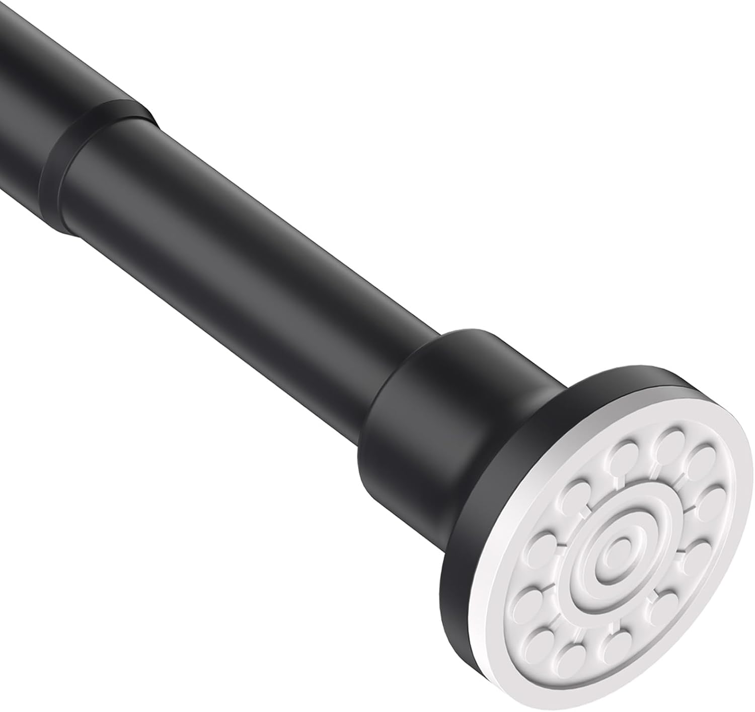 Black Matt Shower Curtain Pole, No Drilling No Rust Shower Curtain Rail 72cm to...