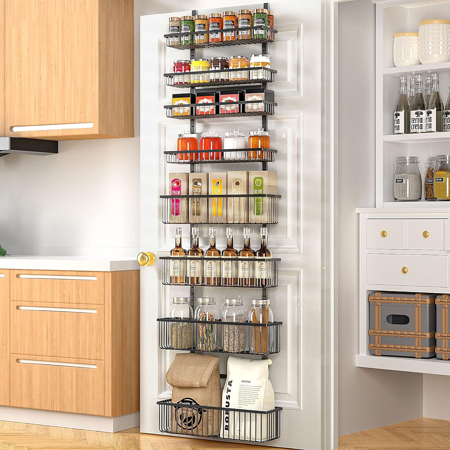 Moforoco Over The Door Pantry Organizer, Pantry Door Organizer Shelves, Kitchen...