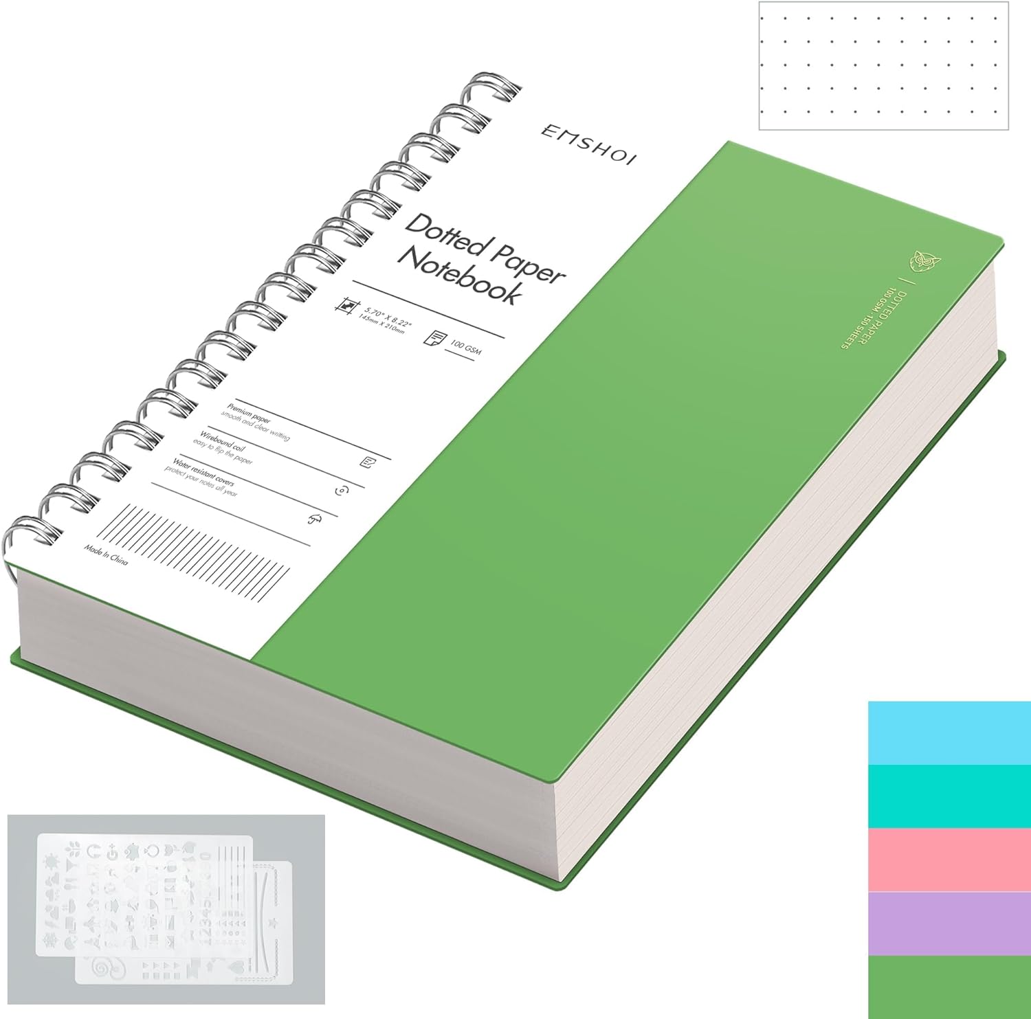 EMSHOI Notebook A5 Bullet Dotted Journal, 300 Pages/150 Sheets, 100gsm Dot Grid...
