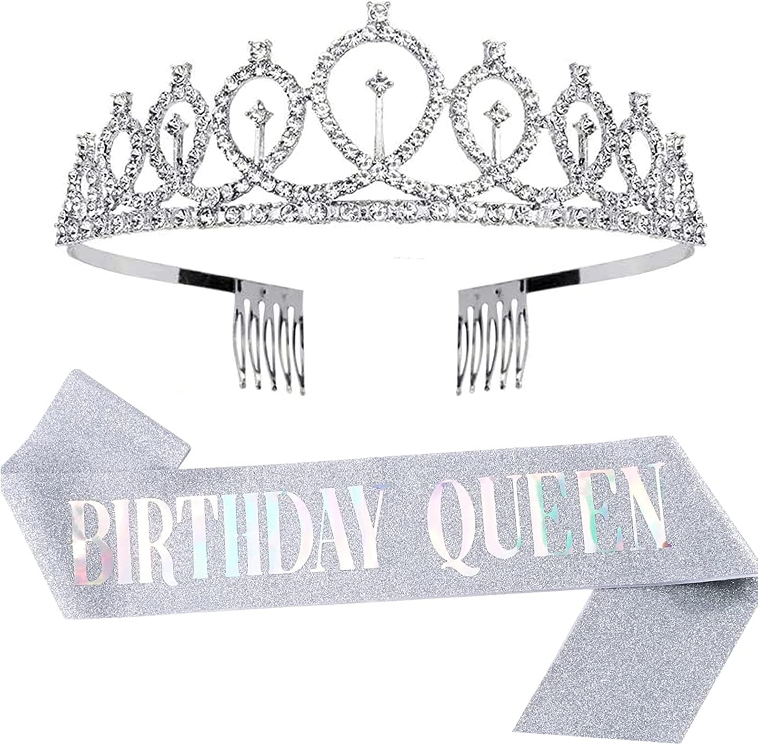 Leixi Birthday Queen Sash & Rhinestone Tiara Kit - 21st 30th Birthday Gifts Birt...