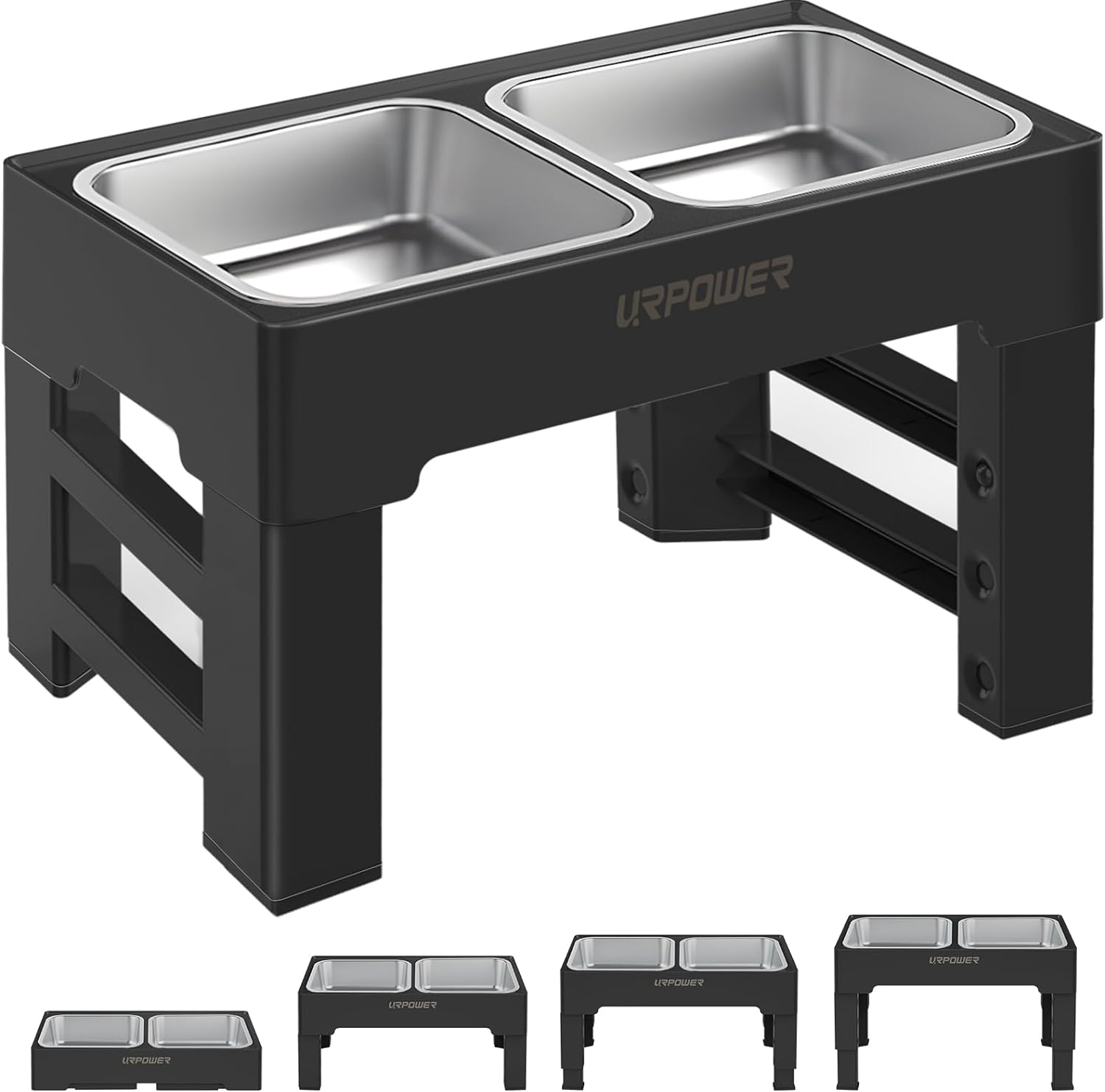 URPOWER Elevated Dog Bowls, Special Raised Dog Bowl with 4 Height Adjustable Opt...