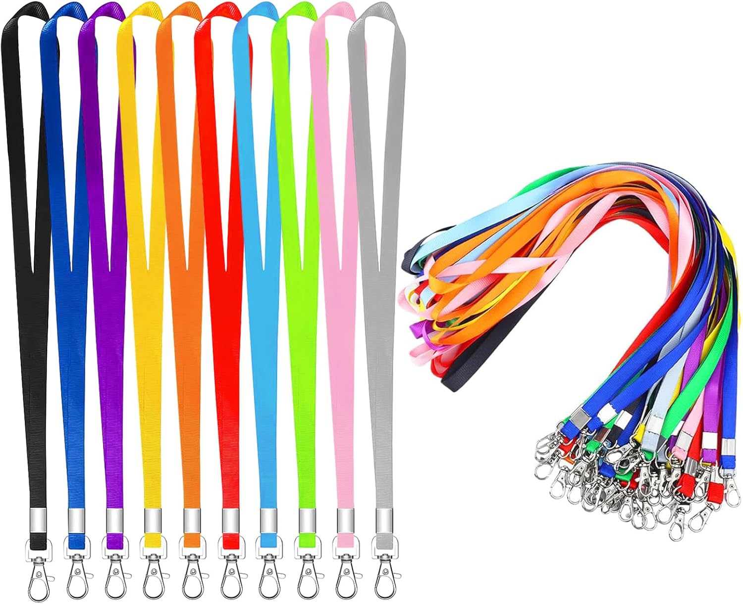 XHDA 50PCS Colorful Lanyards for Neck, Lanyards for ID Badge, Lanyard with Metal...