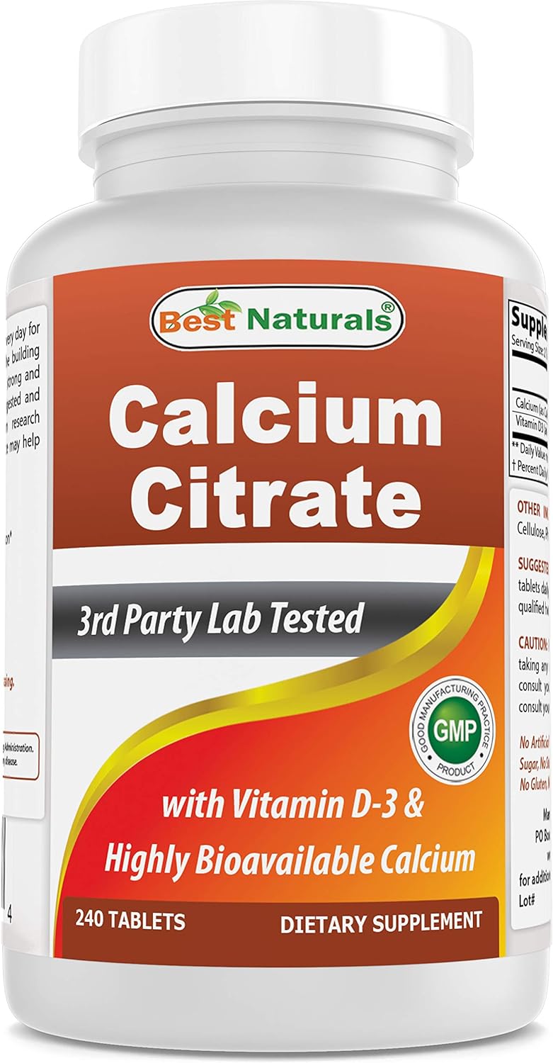 Best Naturals Calcium Citrate with Vitamin D-3 240 Tablets (240 Count (Pack of 1...