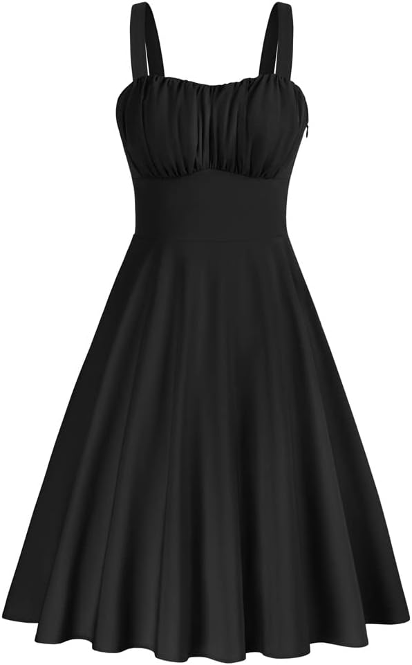Belle Poque Women's Vintage Sleeveless A-Line Midi Dress Sweetheart Neck Sleevel...