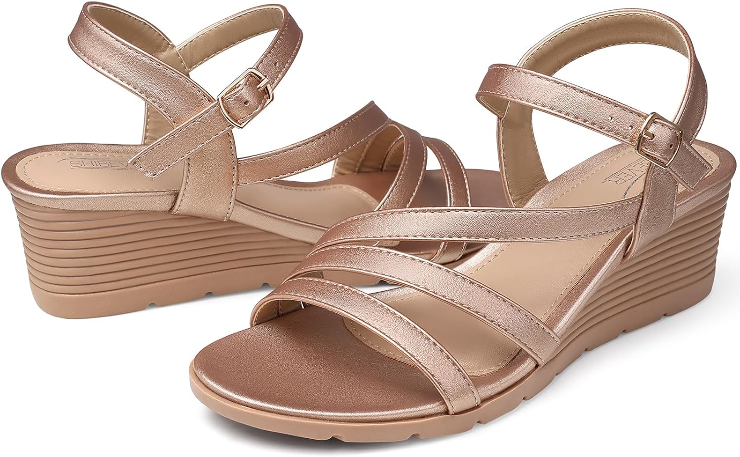 SHIBEVER Wedge Sandals, Special Sandals for Women Dressy, Comfortable Low Wedges...