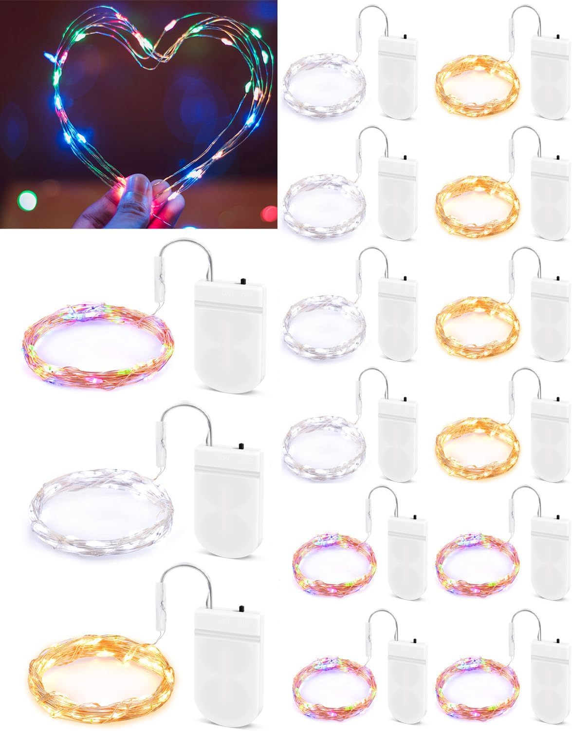 ERKOON LED String Light, 15pcs Battery Fairy Lights Battery Lights, 2M/20 LED In...