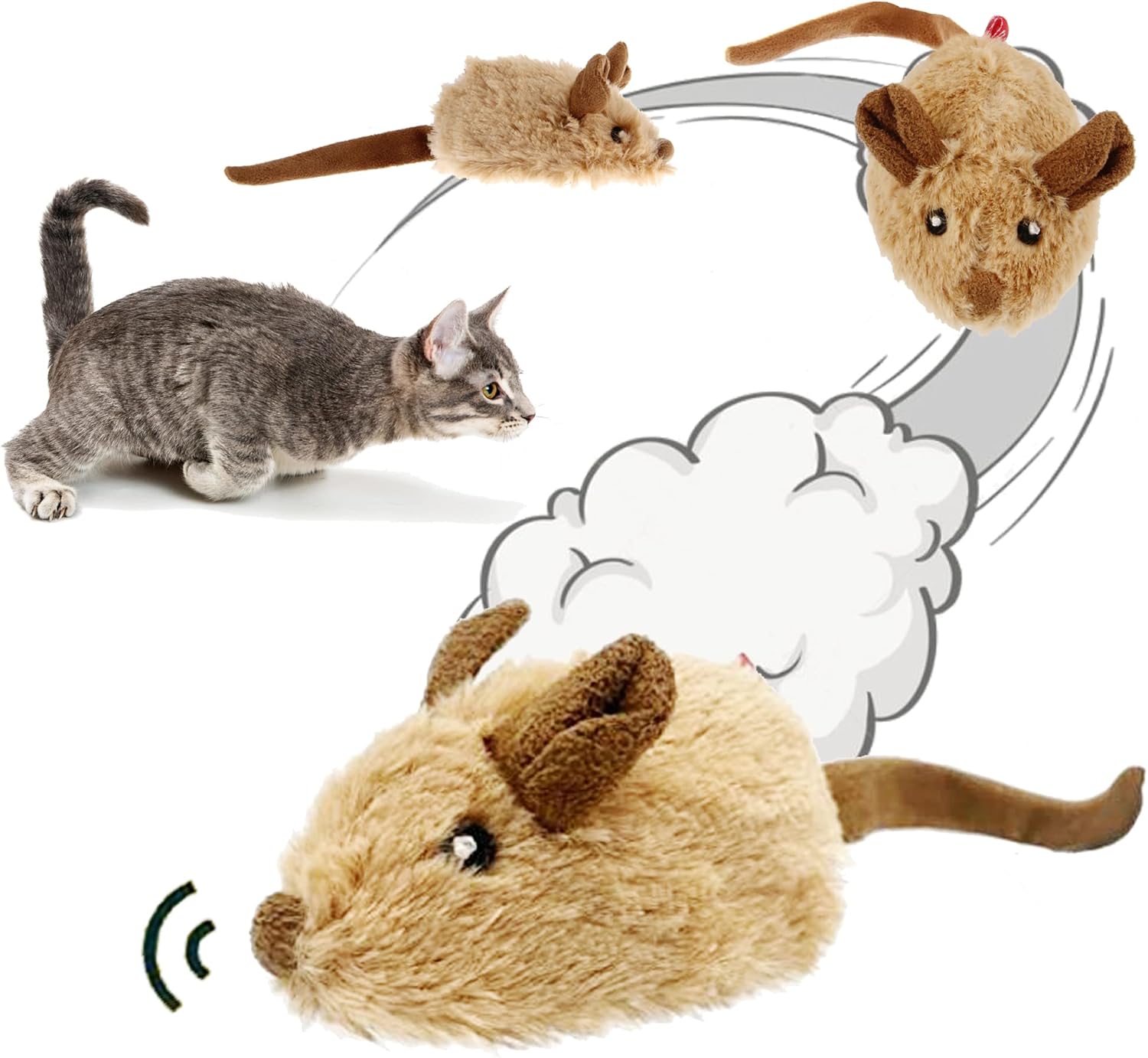Suhaco Cat Toys Moving Mouse Interactive Kitty Toys Electronic Mice with Automat...