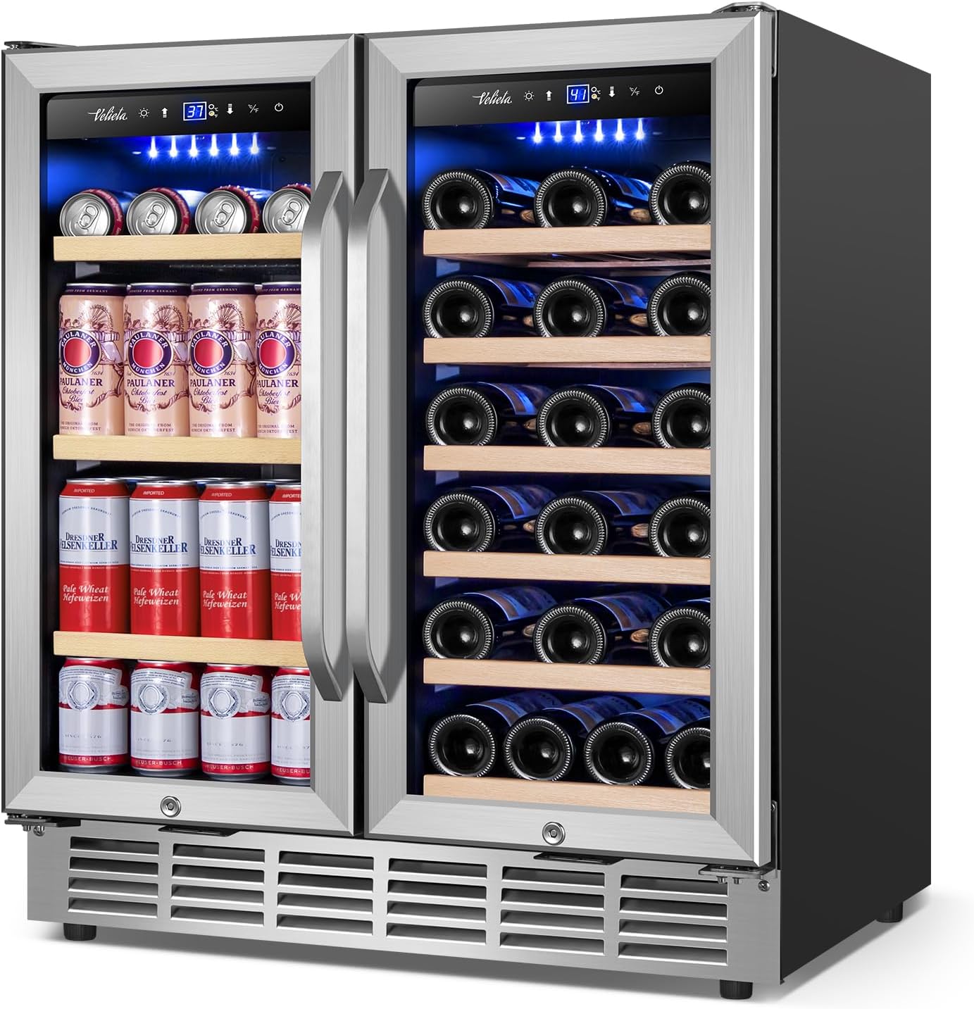 Wine and Beverage Refrigerator 30 Inch, Upgrade Dual Zone Wine Cooler, 30'' Wine...