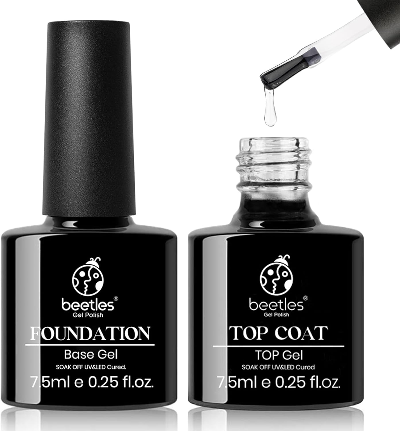 Beetles Gel Polish, Special No Wipe Gel Top Coat and Base Coat Set, Innovative 2...