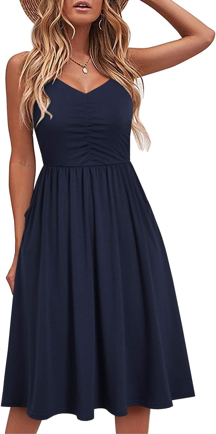 YATHON Casual Dresses for Women Sleeveless Cotton Summer Beach Dress A Line Spag...