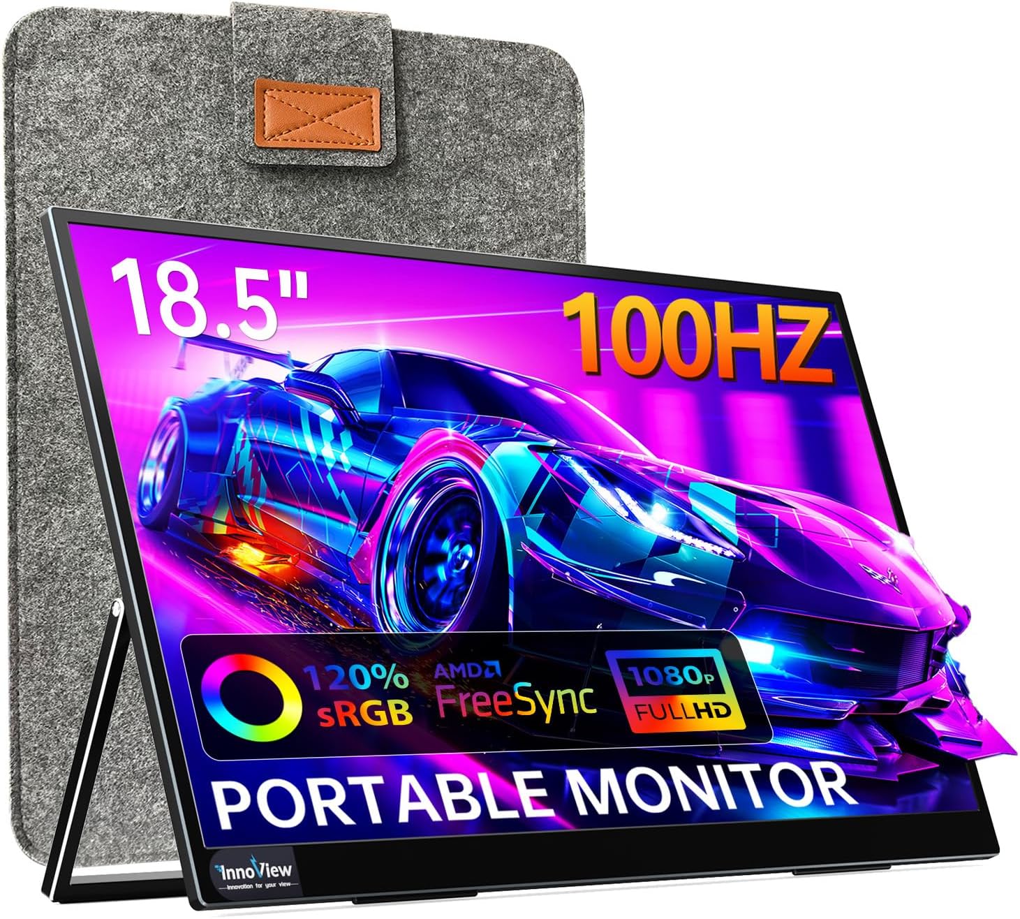 InnoView Portable Monitor 18.5 inch 100HZ 120% sRGB, 1080P FHD IPS Large Portabl...