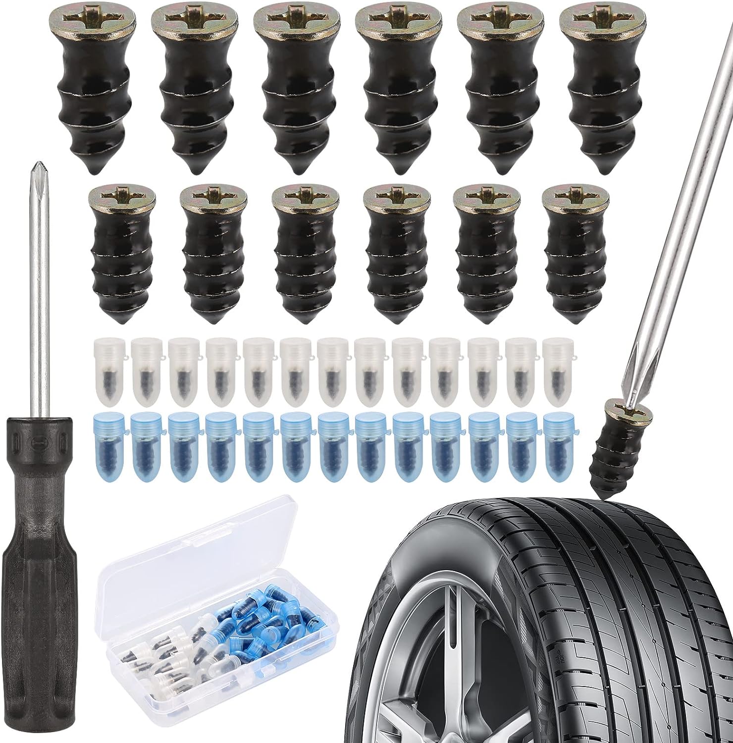 Zocipro 30Pcs Tyre Repair Kit Rubber Nails with Sc...
