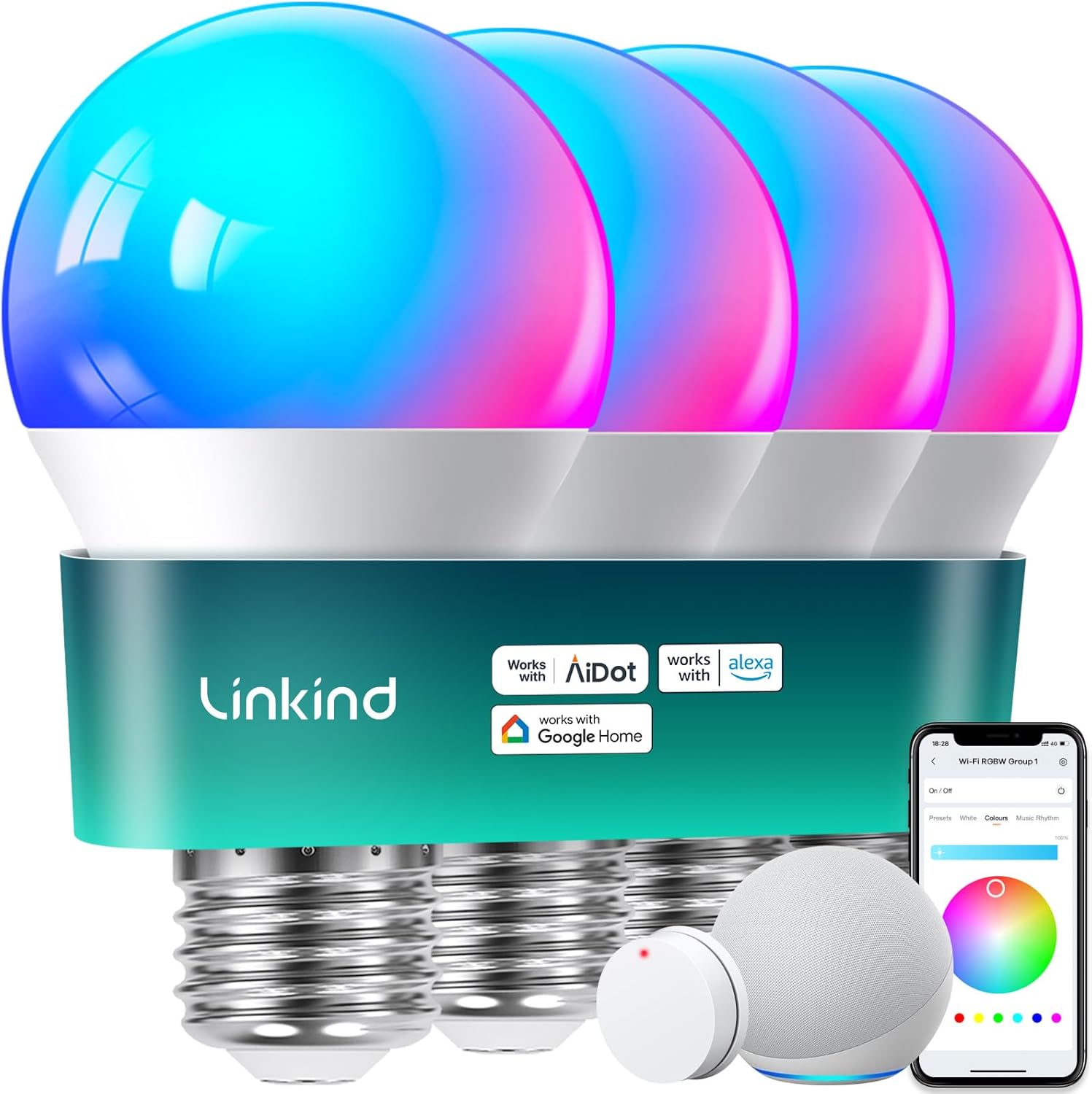 Linkind Smart Light Bulbs with Remote Control, Sma...