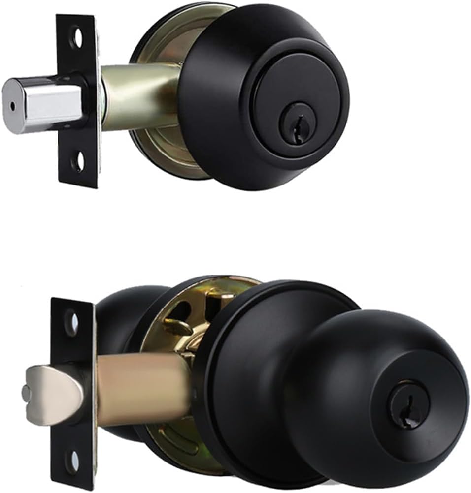 Exterior Door Knobs Exterior Door Lock Set with Deadbolt, Single Cylinder Deadbo...
